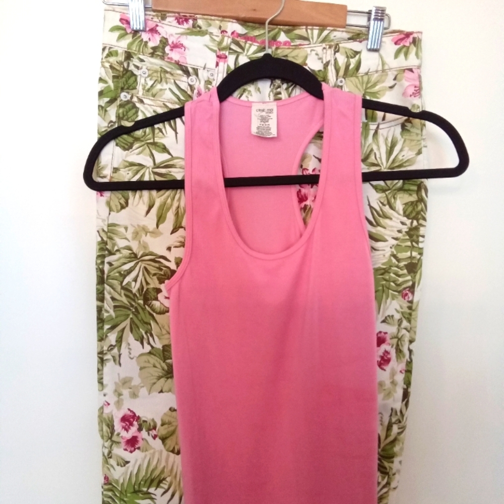 C'est Moi Naturals Women's Pink Bamboo Stretch Racerback Tank Small